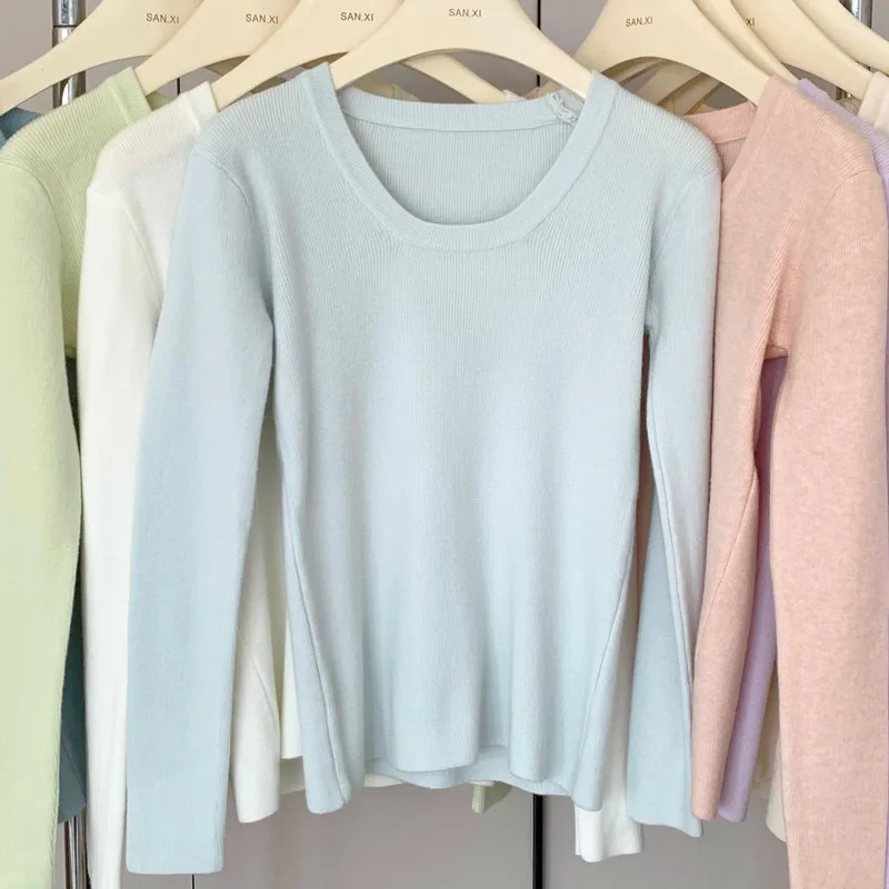 Knitted Sweater Women Pullovers Women Clothing White O-Neck Slim Knit Sweater Pullover Women Tops New Long Sleeve Sweaters Q3194
Knitted Sweater Women Pullovers Women Clothing White O-Neck Slim Knit Sweater Pullover Women Tops New Long Sleeve Sweaters Q3194