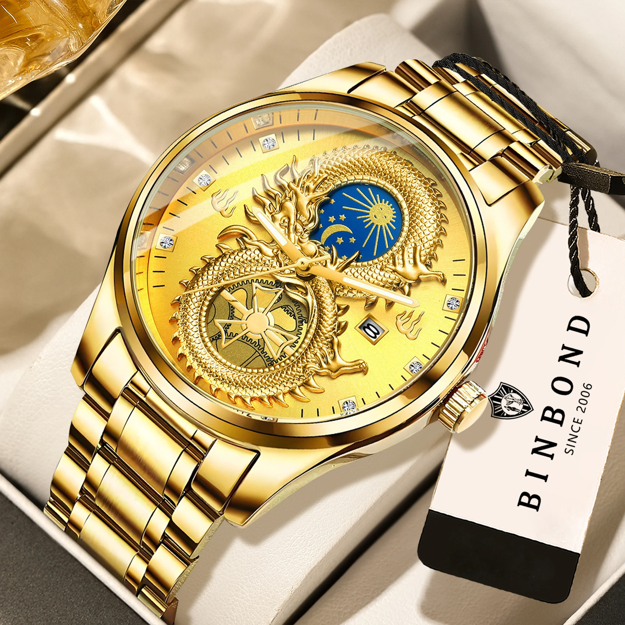 BINBOND Luxury Vintage Dragon Quartz Wristwatches for Men Luminous Waterproof Precise Sturdy Men's Watch Business Fashion Reloj
BINBOND Luxury Vintage Dragon Quartz Wristwatches for Men Luminous Waterproof Precise Sturdy Men's Watch Business Fashion Reloj