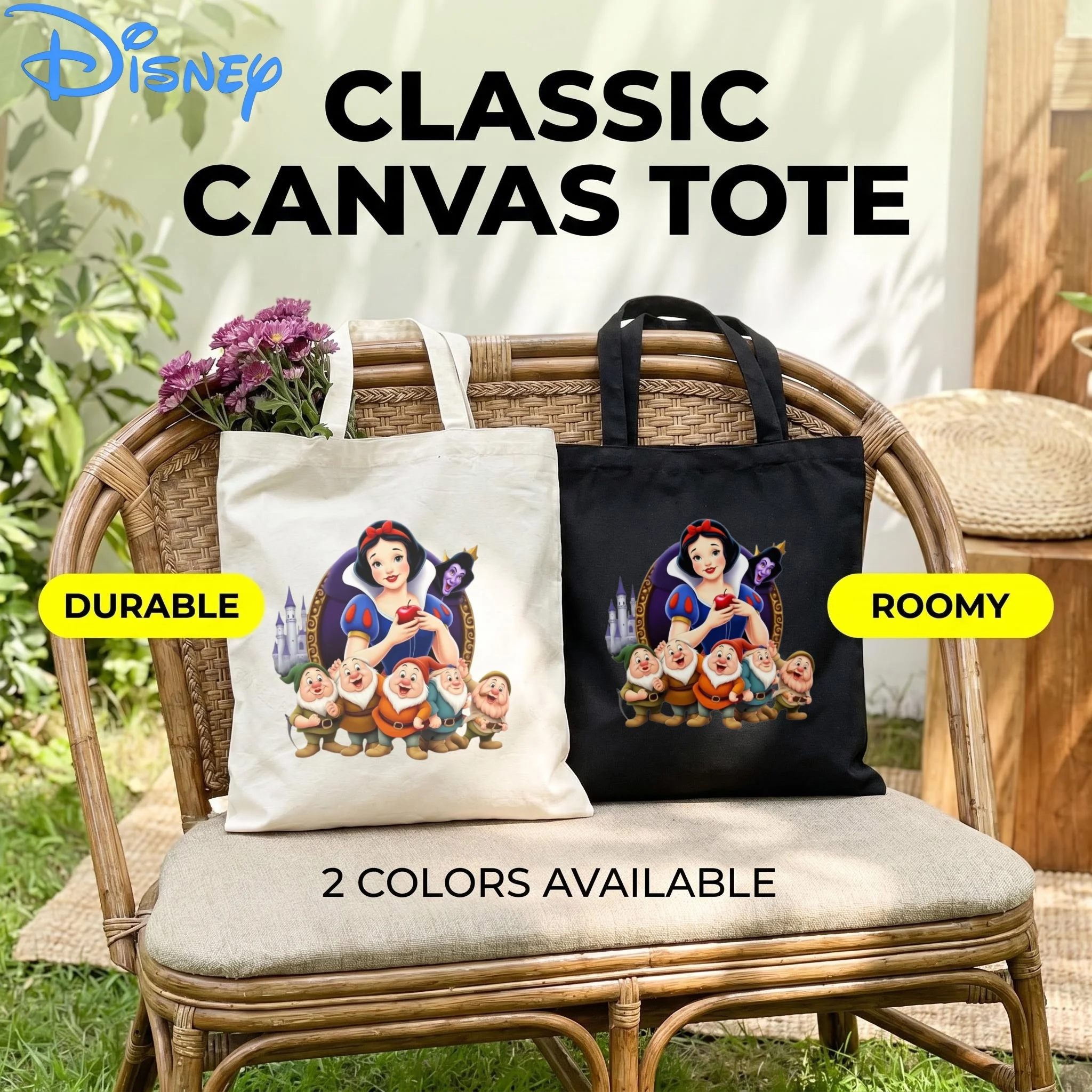 1PC Disney Snow White Canvas Tote Bag, Seven Dwarfs Print Eco-friendly Shoulder Bag
1PC Disney Snow White Canvas Tote Bag, Seven Dwarfs Print Eco-friendly Shoulder Bag