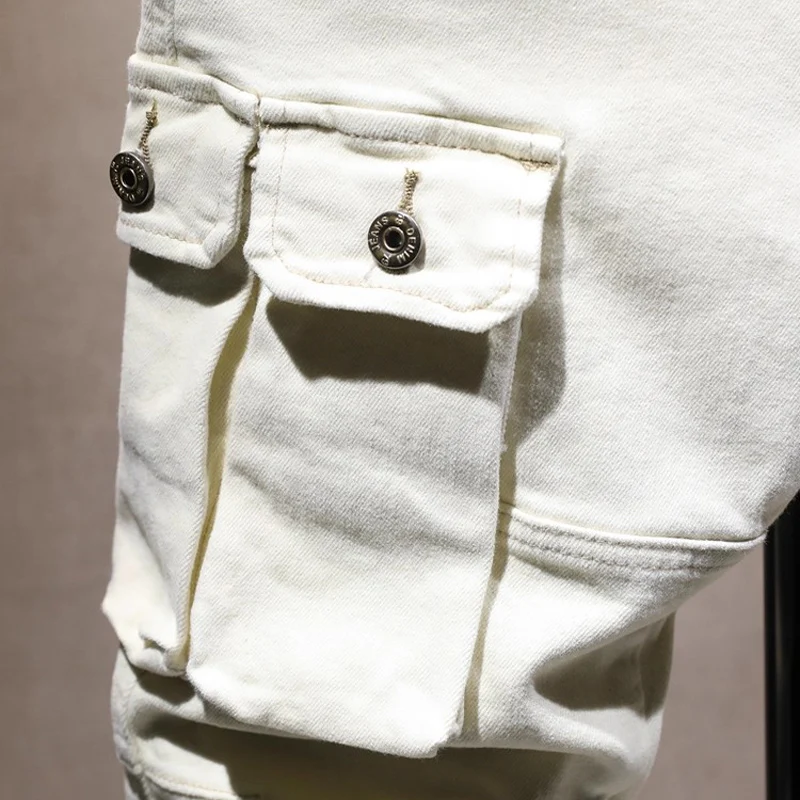 Fashion Y2K New Men's Jeans, Washed, Nostalgic, Elastic, Slim fit Pocket Decoration, White Jeans, High Street Designer, Retro Pa
Fashion Y2K New Men's Jeans, Washed, Nostalgic, Elastic, Slim fit Pocket Decoration, White Jeans, High Street Designer, Retro Pa