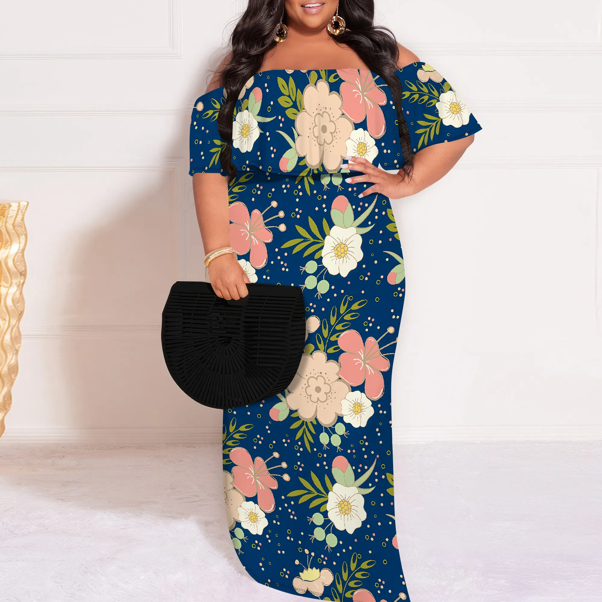 Plus Size Off Shoulder Maxi Dress for Women Summer Boho Floral Print Casual Beach Sundress
Plus Size Off Shoulder Maxi Dress for Women Summer Boho Floral Print Casual Beach Sundress