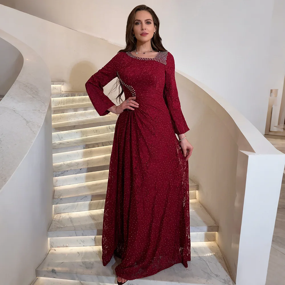 Muslim Fashion Women's Abaya Lace Hot Diamond Slimming Elegant Women's Dress
Muslim Fashion Women's Abaya Lace Hot Diamond Slimming Elegant Women's Dress