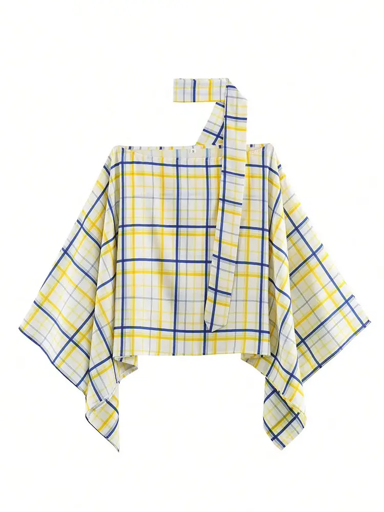 HH Elegant Womens Off Shoulder Plaid Fashion Party Long Flared Sleeve Top Casual Summer Beach Vacation Neck Tie Asymmetric Top
HH Elegant Womens Off Shoulder Plaid Fashion Party Long Flared Sleeve Top Casual Summer Beach Vacation Neck Tie Asymmetric Top