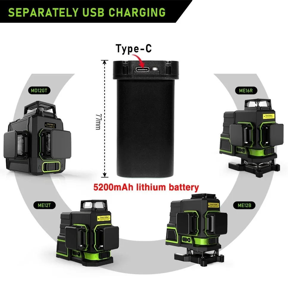 100% Original 3.7V 5200mAh Mirco-USB or Type-C Lithium Battery for Red/Green Laser MD12R, 12RC, MD12G and M12G Laser
100% Original 3.7V 5200mAh Mirco-USB or Type-C Lithium Battery for Red/Green Laser MD12R, 12RC, MD12G and M12G Laser
