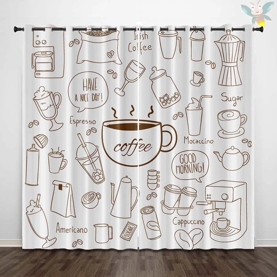 Coffee Doodle Light Filtering Curtains - Grommet Window Drapes for Kitchen & Coffee Bar & Bedroom & Living Room Decor
Coffee Doodle Light Filtering Curtains - Grommet Window Drapes for Kitchen & Coffee Bar & Bedroom & Living Room Decor