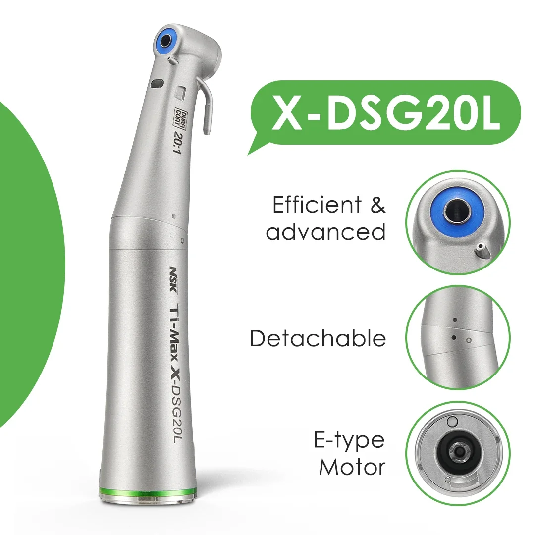 NSK Ti-Max DSG20L Оптическое волокно 20:1 Наконечник для имплантатов зубной хирургии Стоматологический контругловой съемный внешний и внутренний охлаждение
NSK Ti-Max DSG20L Оптическое волокно 20:1 Наконечник для имплантатов зубной хирургии Стоматологический контругловой съемный внешний и внутренний охлаждение