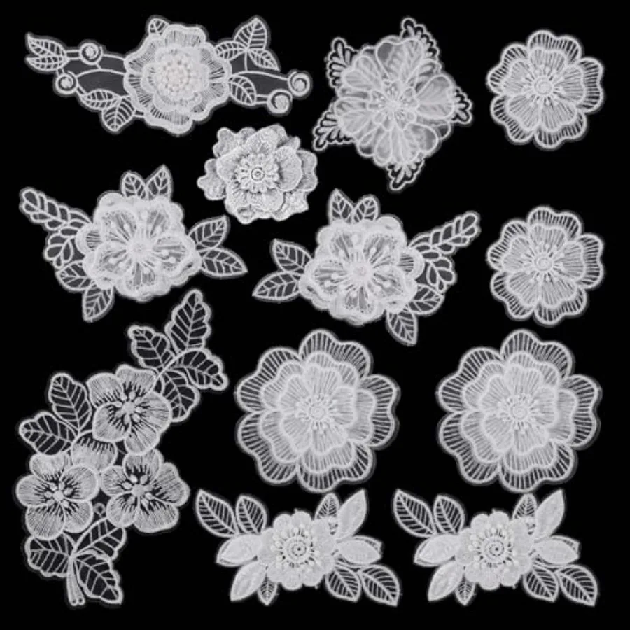 12 PCS Flower Applique White Lace Embroidered Flower Patches for Clothes 3D Floral Sew On Patches for Women's Dress Jeans Sweat
12 PCS Flower Applique White Lace Embroidered Flower Patches for Clothes 3D Floral Sew On Patches for Women's Dress Jeans Sweat