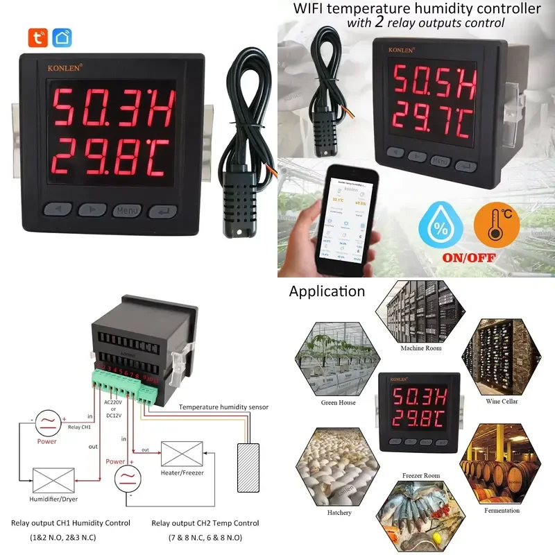 【CHIMU HOME】 KONLEN WiFi Thermostat Remote Temperature and Humidity Controller for Home Brewing Fermentation Breeding
【CHIMU HOME】 KONLEN WiFi Thermostat Remote Temperature and Humidity Controller for Home Brewing Fermentation Breeding