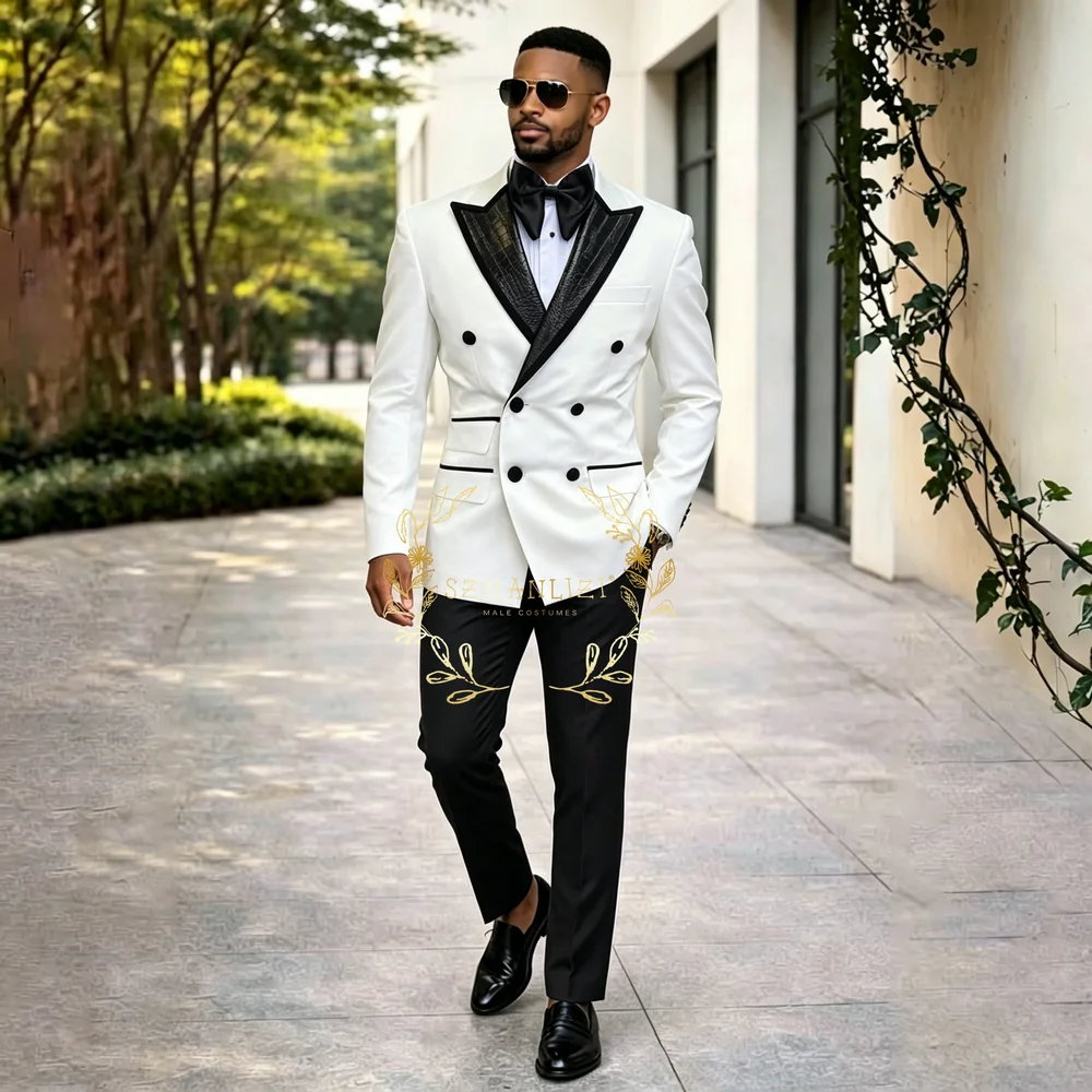 Men 2 Pieces Suits (Jacket+Pants) Double Breasted Crocodile Embossed Lapel Formal Male Suit Wedding Groom Tuxedos Blazer Sets
Men 2 Pieces Suits (Jacket+Pants) Double Breasted Crocodile Embossed Lapel Formal Male Suit Wedding Groom Tuxedos Blazer Sets