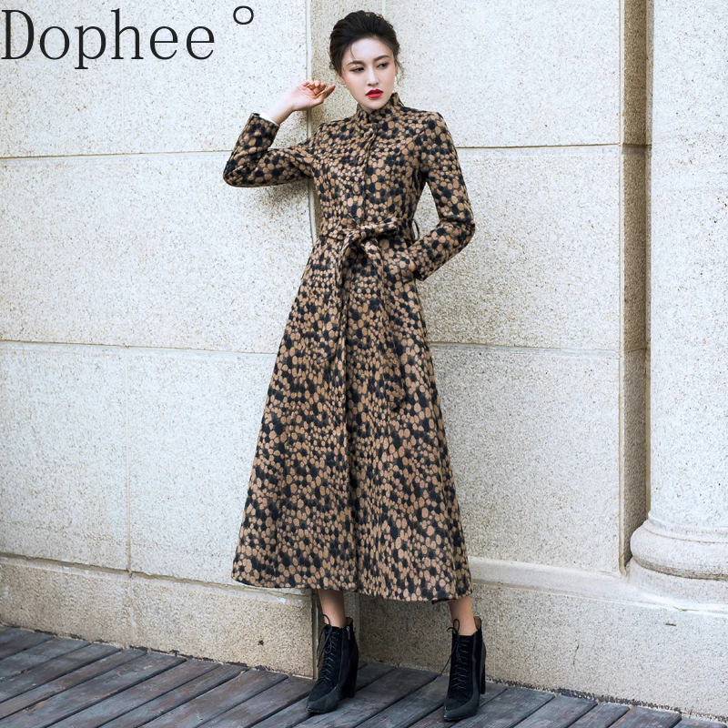 Vintage Dot Female Overcoat New Autumn Winter Elegant Stand Collar Single-breasted Slim Wool Trench Coat Long Sleeve Warm Jacket
Vintage Dot Female Overcoat New Autumn Winter Elegant Stand Collar Single-breasted Slim Wool Trench Coat Long Sleeve Warm Jacket