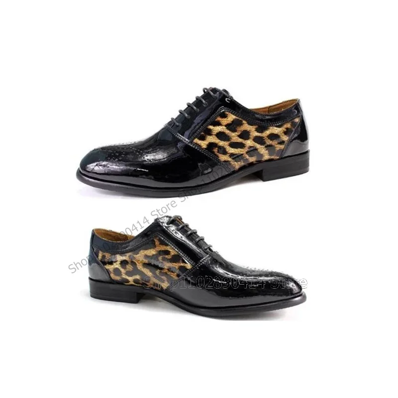 Leopard Print Black Sewing Design Breathable Men Shoes Fashion Lace Up Male Shoes Luxury Handmade Party Banquet Men Dress Shoes
Leopard Print Black Sewing Design Breathable Men Shoes Fashion Lace Up Male Shoes Luxury Handmade Party Banquet Men Dress Shoes