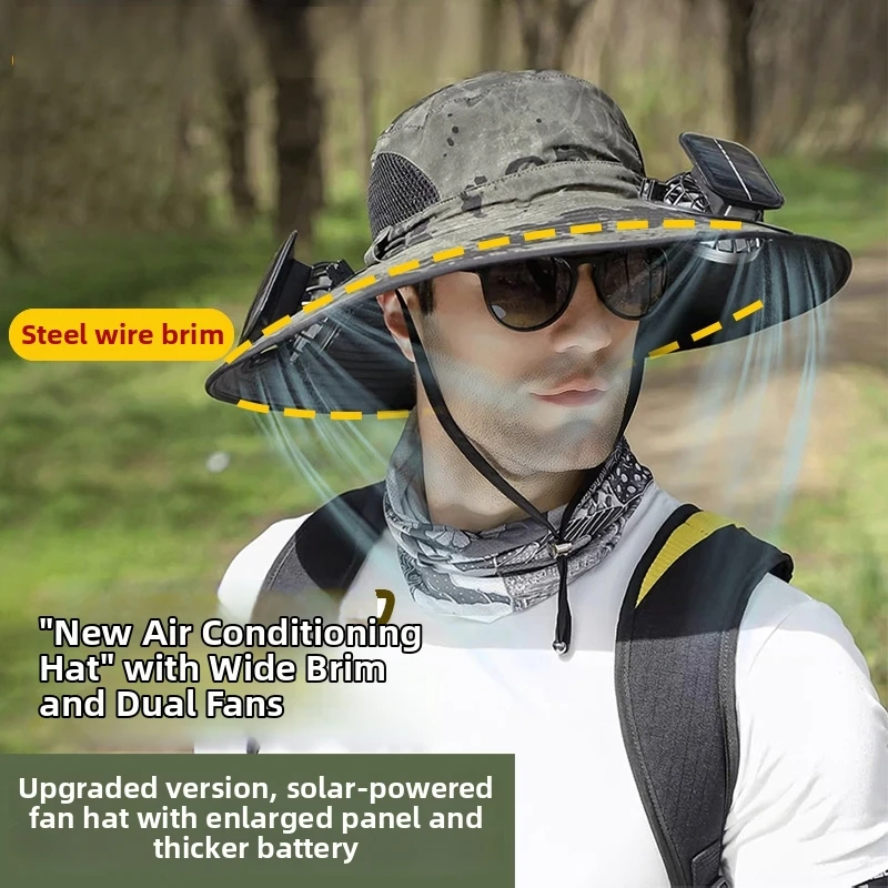 Solar Powered Fan Cap, High Wind Power, Summer Outdoor, Cross-border, Large Brim, Uv Fishing, Sun Visor, Hiking Cap
Solar Powered Fan Cap, High Wind Power, Summer Outdoor, Cross-border, Large Brim, Uv Fishing, Sun Visor, Hiking Cap