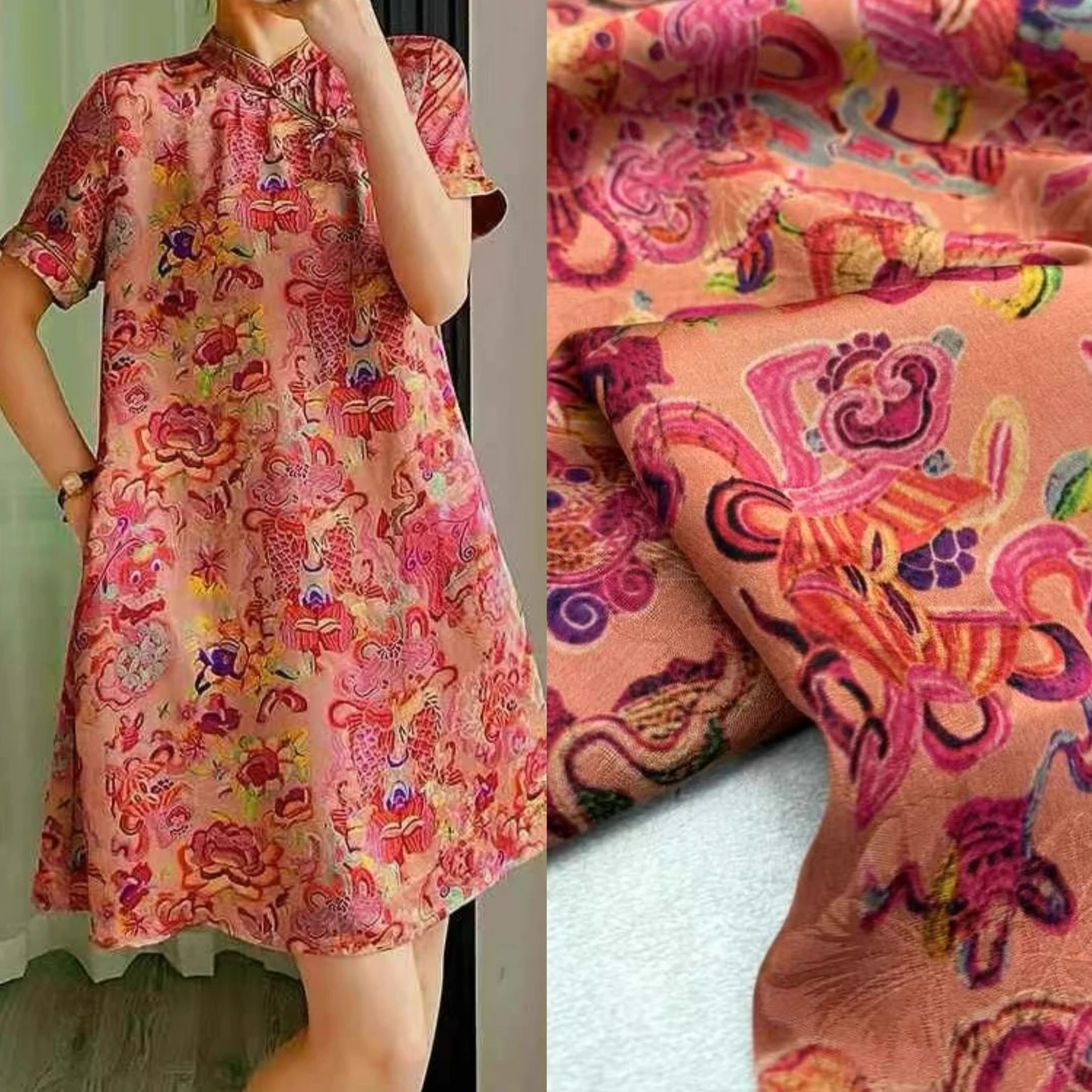 114 см, ширина 25 мм, толстая шелковая ткань Hualuo с китайским драконом для шитья своими руками, горячий сезонный жилет, пижамное платье, юбка, брюки R2128