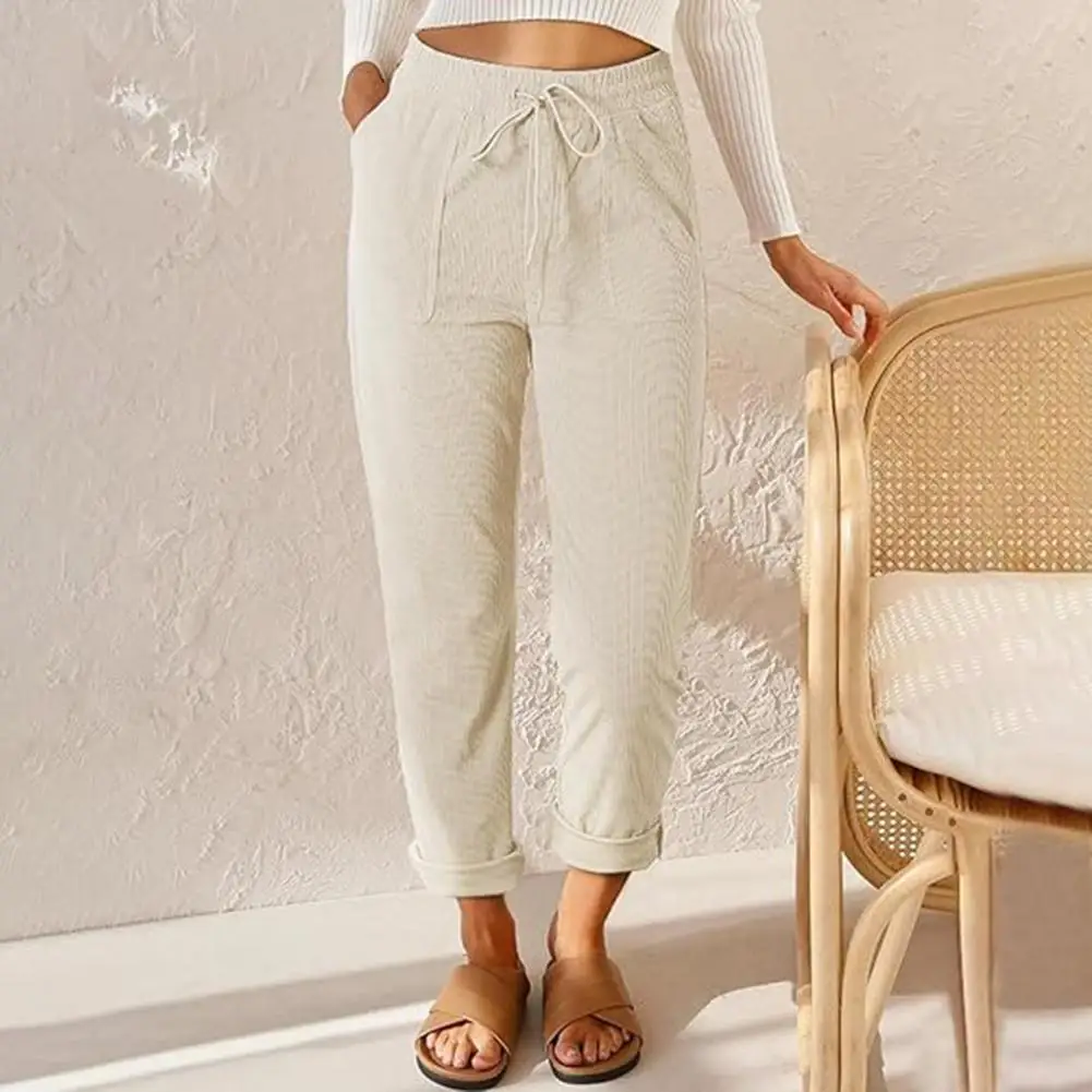Solid Color Pants Stylish Women's Corduroy Pants with High Waist Drawstring Elastic Waist Straight Leg Casual Work Trousers
Solid Color Pants Stylish Women's Corduroy Pants with High Waist Drawstring Elastic Waist Straight Leg Casual Work Trousers