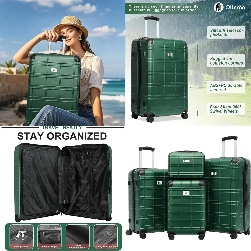 4-Piece ABS Lightweight Hardshell Suitcase Set with Wheels and TSA Lock - Green (12, 20, 24, 28)
4-Piece ABS Lightweight Hardshell Suitcase Set with Wheels and TSA Lock - Green (12, 20, 24, 28)