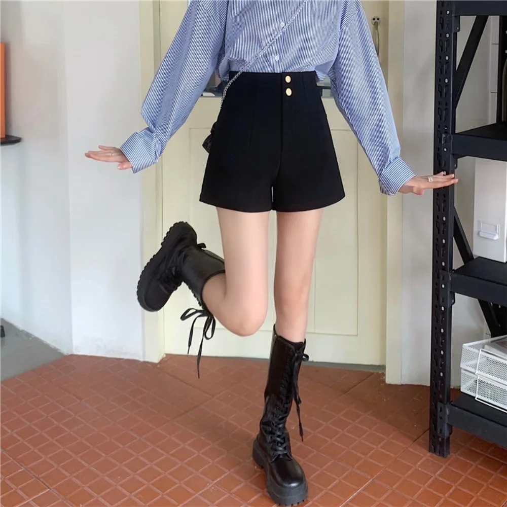 Fashion Buttons Summer A-line Shorts Loose with Pocket High Waist Suit Shorts Black Streetwear Solid Hot Pants Spring
Fashion Buttons Summer A-line Shorts Loose with Pocket High Waist Suit Shorts Black Streetwear Solid Hot Pants Spring