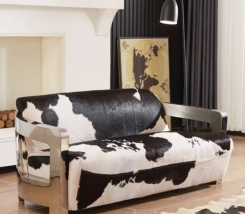 Milk cowhide leather sofa retro industrial style stainless steel furniture
Milk cowhide leather sofa retro industrial style stainless steel furniture