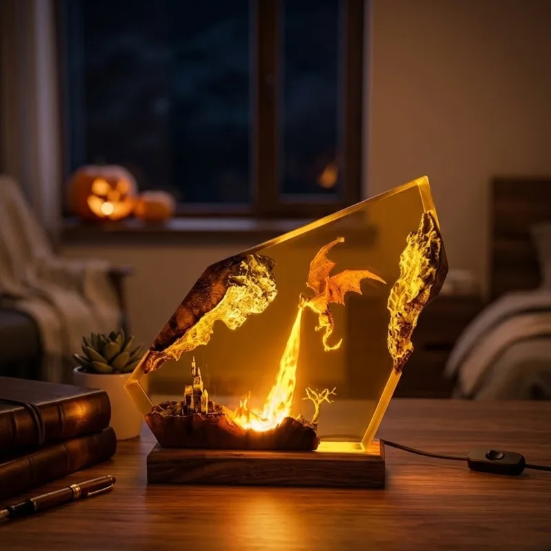 Resin Epoxy Lamp Handmade Flaming Dragon Night Light Halloween Gift Party Centerpiece Home Display For Teens Spooky Gothic Decor
Resin Epoxy Lamp Handmade Flaming Dragon Night Light Halloween Gift Party Centerpiece Home Display For Teens Spooky Gothic Decor