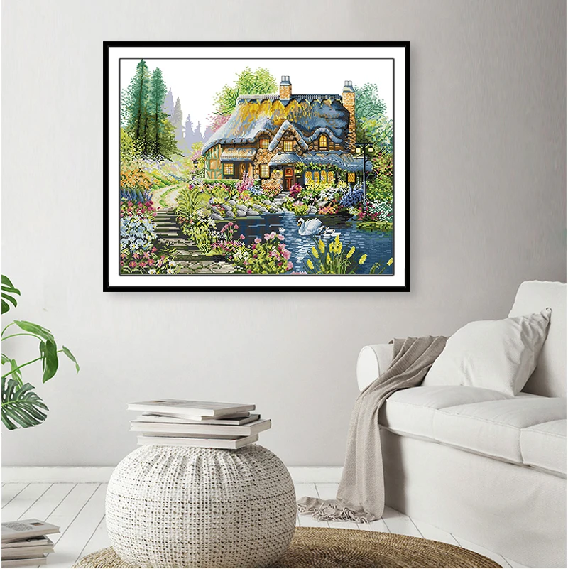 Villa in the Forest Cross Stitch Kit DMC 14ct 11ct Count Print Canvas Cross Stitch Needlework Embroidery DIY Handmade Decoration 
Villa in the Forest Cross Stitch Kit DMC 14ct 11ct Count Print Canvas Cross Stitch Needlework Embroidery DIY Handmade Decoration
