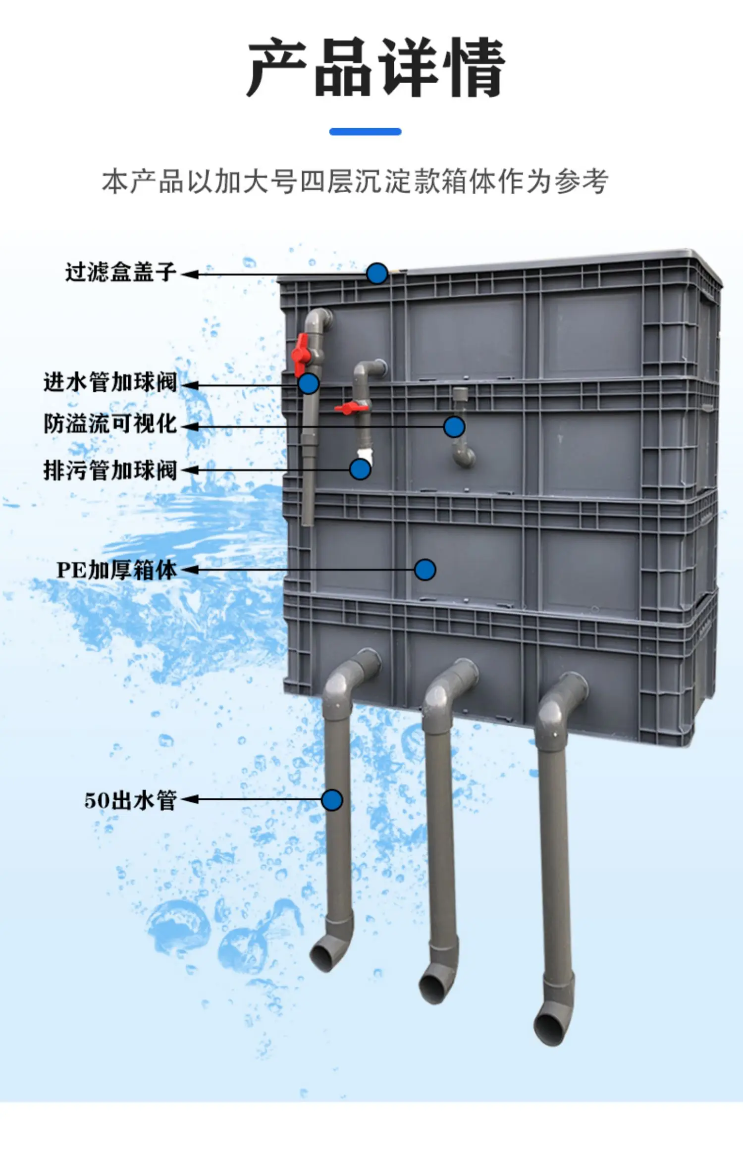 Turnover box Large fish pond sedimentation filter Outdoor filtration system Equipment Homemade fish tank drip box
Turnover box Large fish pond sedimentation filter Outdoor filtration system Equipment Homemade fish tank drip box