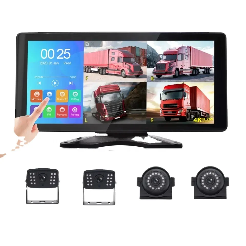 4K Backup Camera System 10.36" Quad Touch Screen 1080P Rear View Cameras DVR BT IP69 Night Vision Semi Truck Camera System
4K Backup Camera System 10.36" Quad Touch Screen 1080P Rear View Cameras DVR BT IP69 Night Vision Semi Truck Camera System