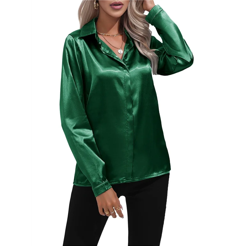 ABP-атласные блузки для женщин, повседневные рубашки на пуговицах с длинными рукавами, нарядный деловой рабочий топ-туника
ABP-атласные блузки для женщин, повседневные рубашки на пуговицах с длинными рукавами, нарядный деловой рабочий топ-туника