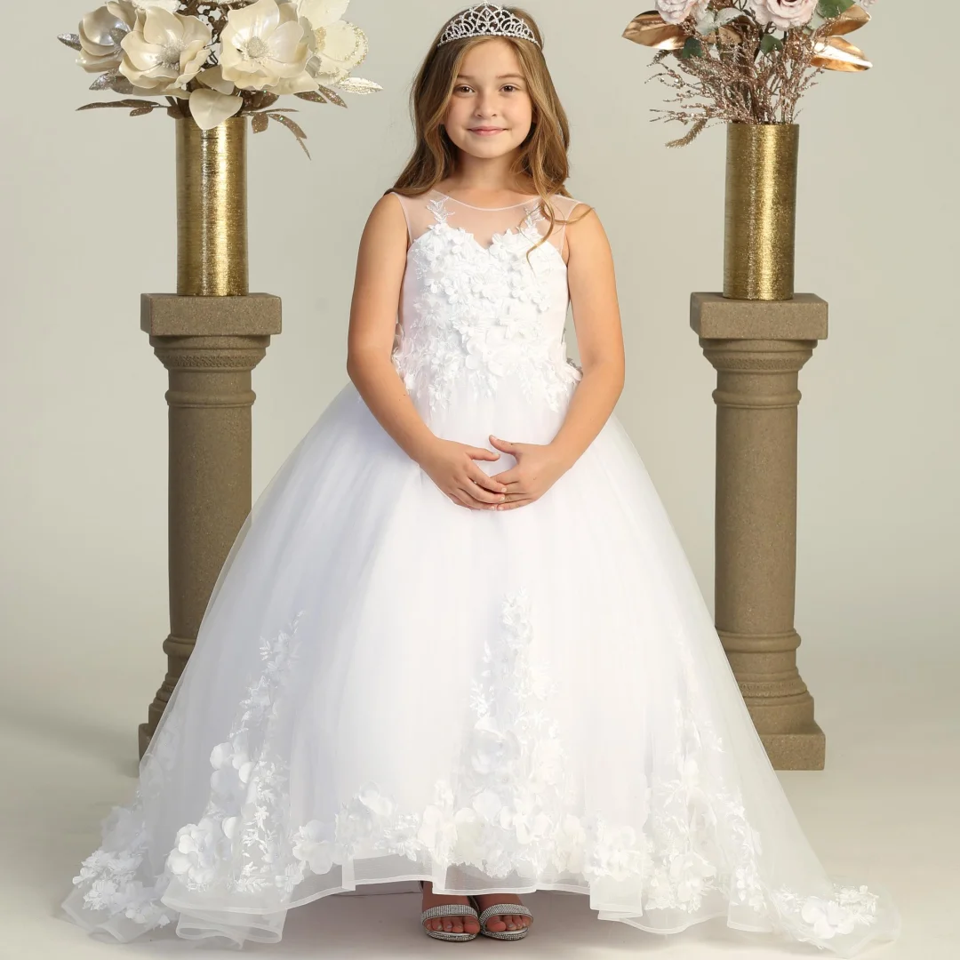 Customized White Flower Girl Dress Tulle Floral Flowers Appliques Sleeveless For Wedding Birthday Party Holy Communion Gown
Customized White Flower Girl Dress Tulle Floral Flowers Appliques Sleeveless For Wedding Birthday Party Holy Communion Gown