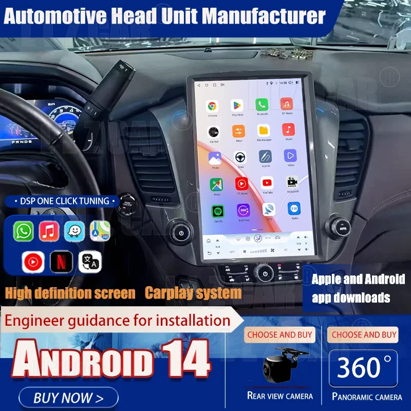 14.5Inch Android 14.0 8+256G Tesla Screen Car DSP Player For GMC Yukon Chevrolet Tahoe Suburban 2014+ GPS Radio Stereo Head Unit
14.5Inch Android 14.0 8+256G Tesla Screen Car DSP Player For GMC Yukon Chevrolet Tahoe Suburban 2014+ GPS Radio Stereo Head Unit