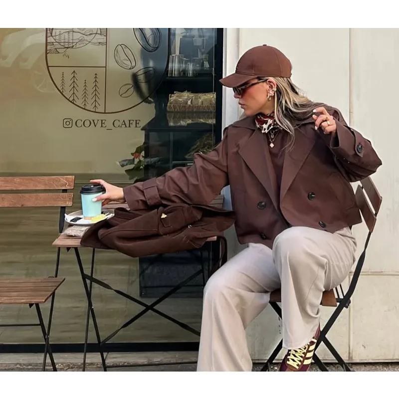 Office Lady Chic Brown Jackets Women Long Sleeve Buttons V Neck Coats Fashion Autumn Spring Vintage Female Outwears
Office Lady Chic Brown Jackets Women Long Sleeve Buttons V Neck Coats Fashion Autumn Spring Vintage Female Outwears