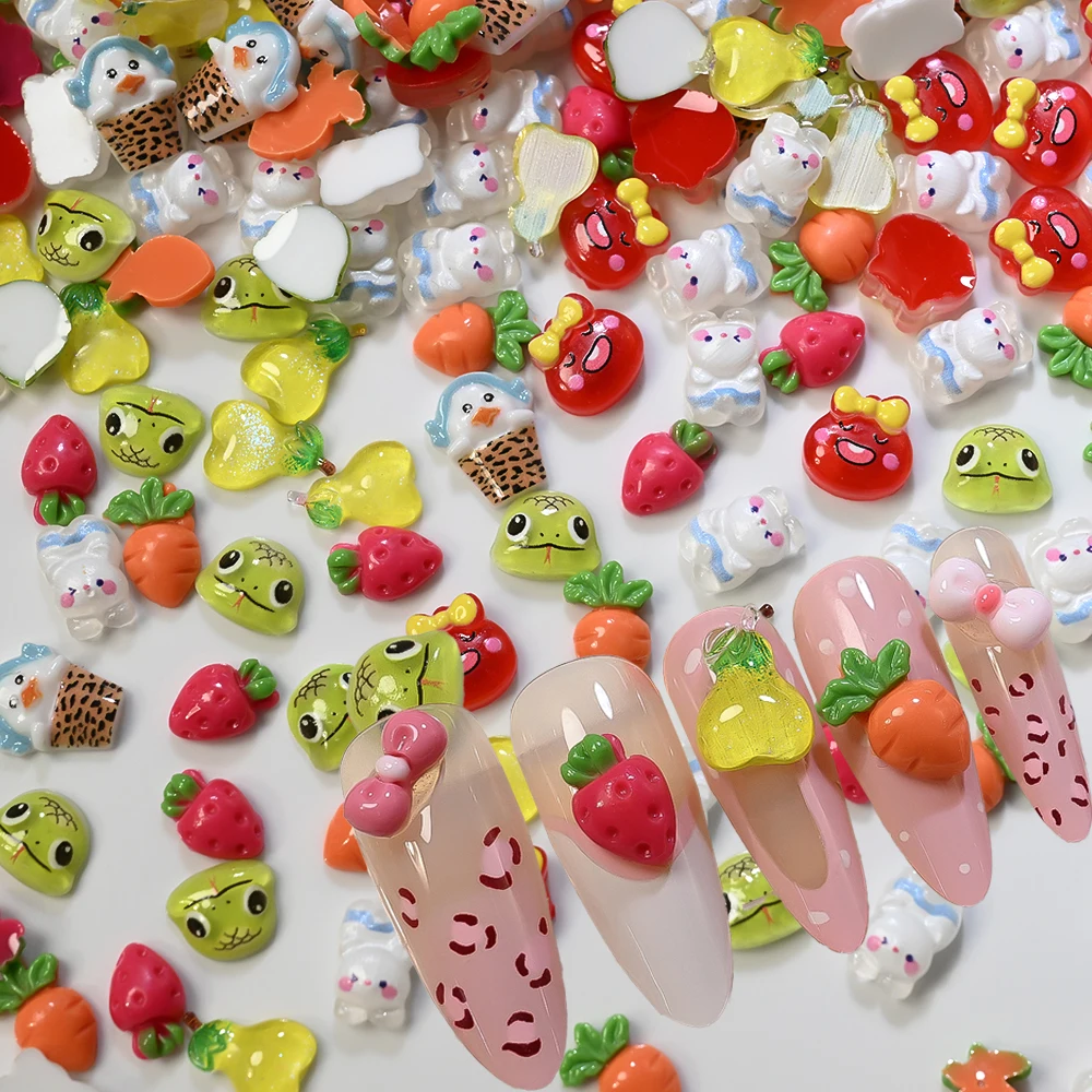 50Pcs Lovely Resin Pear Strawberry Snake Nail Charms 3D Mini Fruit Animals Cartoon Nail Art Rhinestones Y2k DIY Crafts Nail Deco
50Pcs Lovely Resin Pear Strawberry Snake Nail Charms 3D Mini Fruit Animals Cartoon Nail Art Rhinestones Y2k DIY Crafts Nail Deco