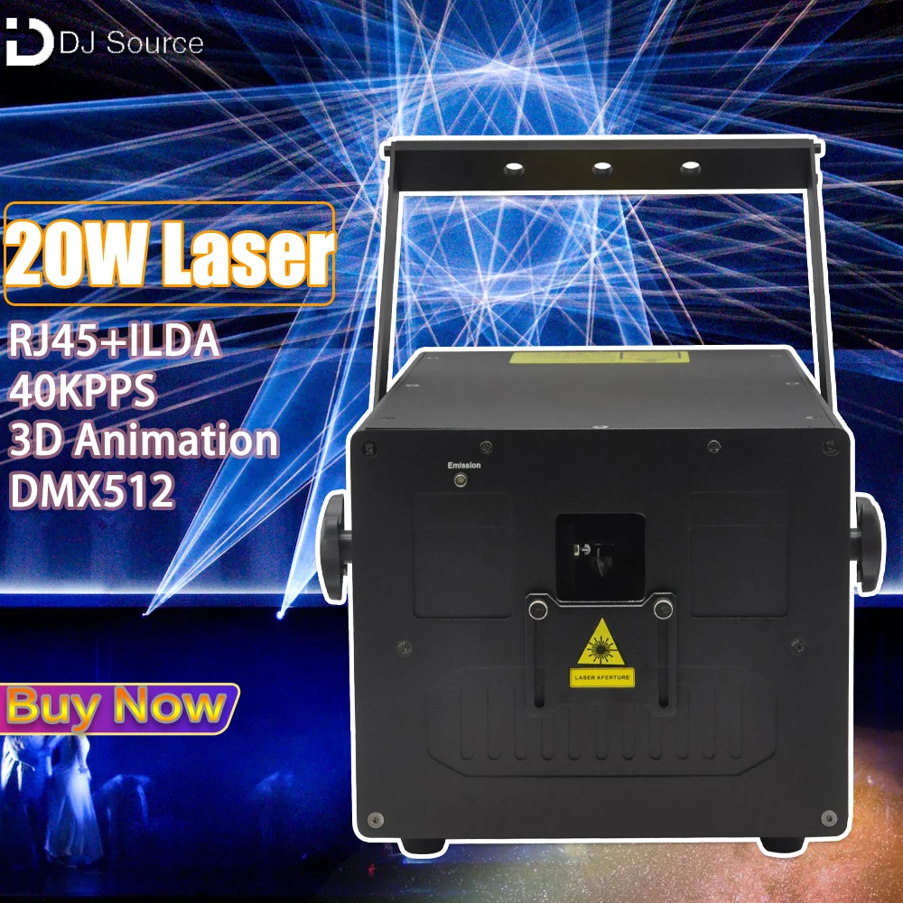40Kpps 20W Laser Light With ILDA RJ45 3D Animation Beam Pattern Stage Projector DMX512 DJ Disco Club Professional Stage Light
40Kpps 20W Laser Light With ILDA RJ45 3D Animation Beam Pattern Stage Projector DMX512 DJ Disco Club Professional Stage Light