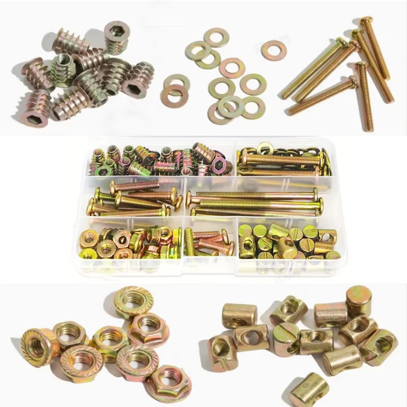 130pcs M6 Hex Socket Head Cap Furniture Screws Bolts Zinc Plated Baby Bed Bolts and Barrel Nuts Assorted Kit for Crib Cabinet
130pcs M6 Hex Socket Head Cap Furniture Screws Bolts Zinc Plated Baby Bed Bolts and Barrel Nuts Assorted Kit for Crib Cabinet