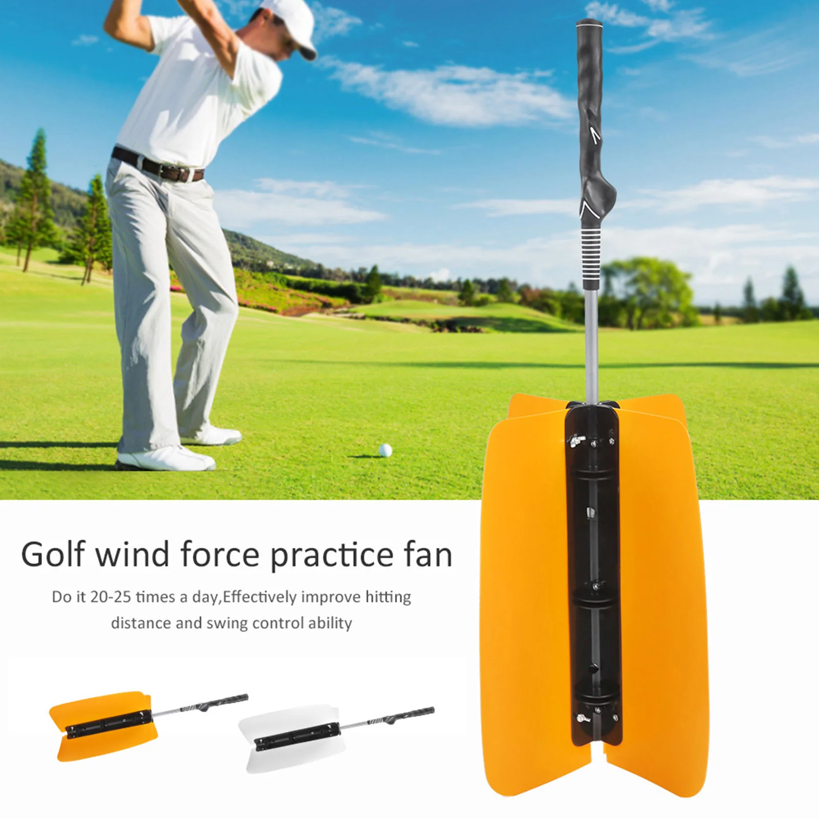 Golf Swing Trainer, ABS Humanized Non-Slip Grip Golf Propeller Fan Trainer Swing Wind Power Training Tool Practice Supplies
Golf Swing Trainer, ABS Humanized Non-Slip Grip Golf Propeller Fan Trainer Swing Wind Power Training Tool Practice Supplies