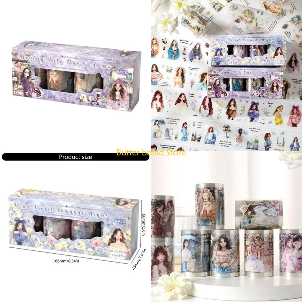 W89C 4Rolls Cartoon Girl Decorative Tape 60mmX2M Die Cut Girl Figure Craft Sticker Tape for Scrapbooking Journal Photo Album
W89C 4Rolls Cartoon Girl Decorative Tape 60mmX2M Die Cut Girl Figure Craft Sticker Tape for Scrapbooking Journal Photo Album