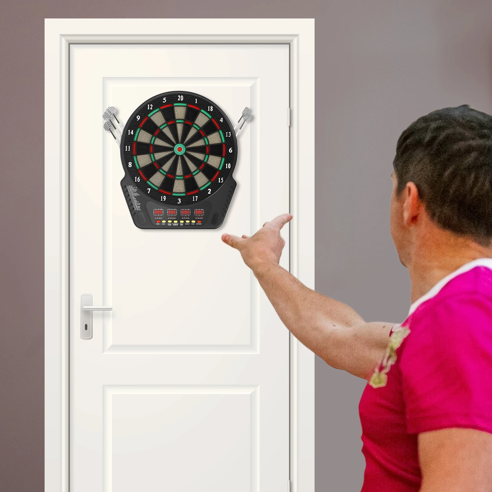 Round Electronic Scoring Dart Board with 6 Darts, 27 Game Modes, 243 Options, 16 Players, Auto Scoring, for Home or Party, Black
Round Electronic Scoring Dart Board with 6 Darts, 27 Game Modes, 243 Options, 16 Players, Auto Scoring, for Home or Party, Black
