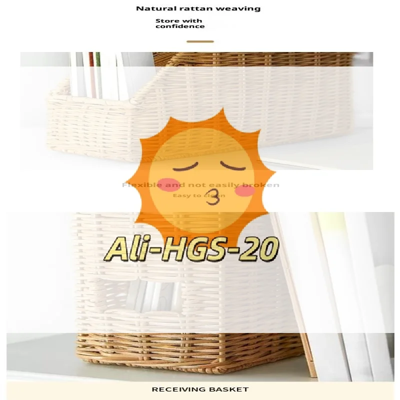 Desktop Rattan Organizer Handwoven File Rack and Magazine Holder for Office