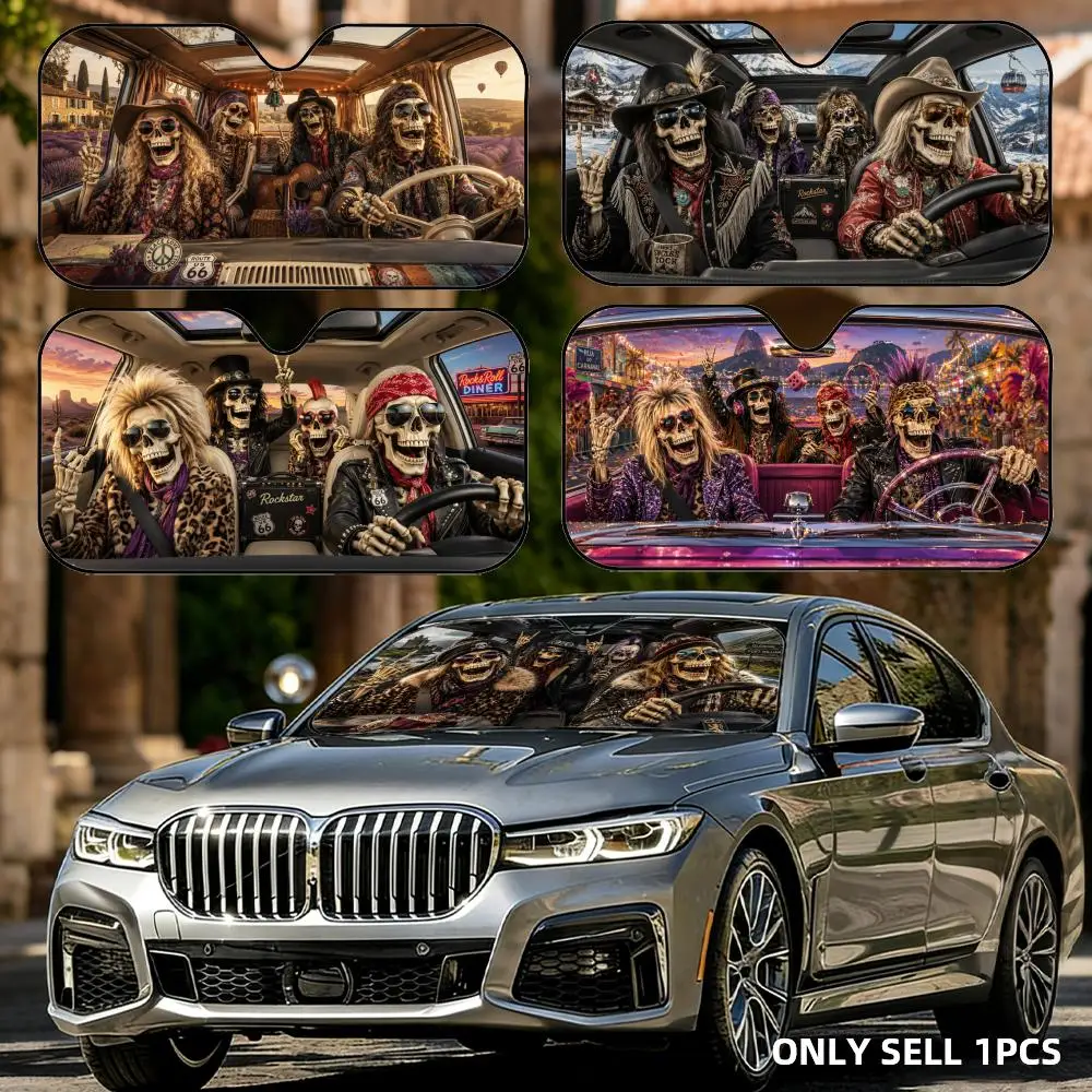 Funny Rockstar Skull Driving Sun Visor Car Windshield Sun Shade Front Window Sunshade UV Block Heat Insulation Cover Parasol
Funny Rockstar Skull Driving Sun Visor Car Windshield Sun Shade Front Window Sunshade UV Block Heat Insulation Cover Parasol