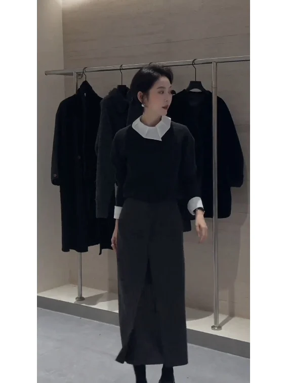 Fall Professional Korean Style Women's Fashion Set Three-Piece Knitwear Shirt Half-Skirt Ensemble High Waist Pure Color
Fall Professional Korean Style Women's Fashion Set Three-Piece Knitwear Shirt Half-Skirt Ensemble High Waist Pure Color