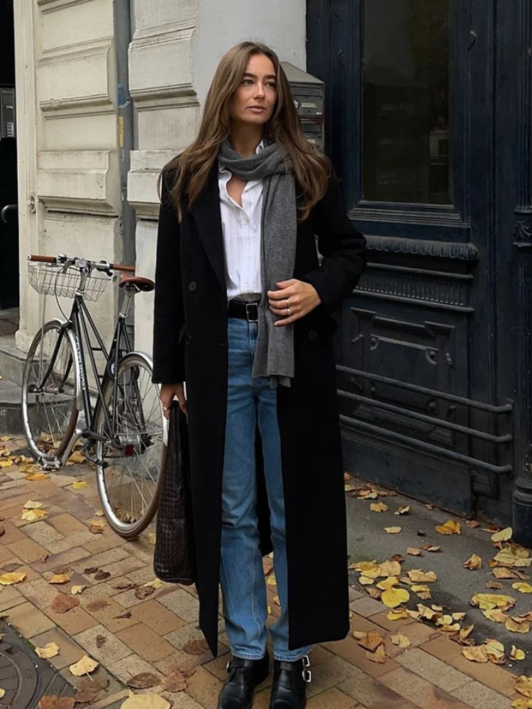 Женское модное черное шерстяное пальто с лацканами, элегантное однобортное свободное длинное пальто с длинными рукавами, женская зимняя повседневная верхняя одежда
Женское модное черное шерстяное пальто с лацканами, элегантное однобортное свободное длинное пальто с длинными рукавами, женская зимняя повседневная верхняя одежда