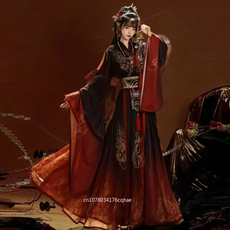 Heavy Industry Hanfu Men Women Traditional Chinese Embroidery Clothes Black Red Flame Stage Costume Festive Han Suits
Heavy Industry Hanfu Men Women Traditional Chinese Embroidery Clothes Black Red Flame Stage Costume Festive Han Suits