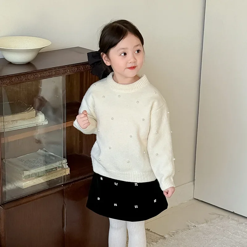 Girls Suits 2024 New Winter Childrens Clothes Girls Baby Pearl Solid Color Sweater Pearl Skirt Two-piece Set Casual Simple Daily
Girls Suits 2024 New Winter Childrens Clothes Girls Baby Pearl Solid Color Sweater Pearl Skirt Two-piece Set Casual Simple Daily