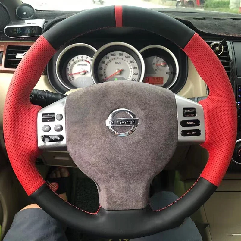 For Nissan Tiida Versa Note Livina Sylphy Hand Stitched non-slip Black Red genuine Leather Car Steering Wheel Cover
For Nissan Tiida Versa Note Livina Sylphy Hand Stitched non-slip Black Red genuine Leather Car Steering Wheel Cover