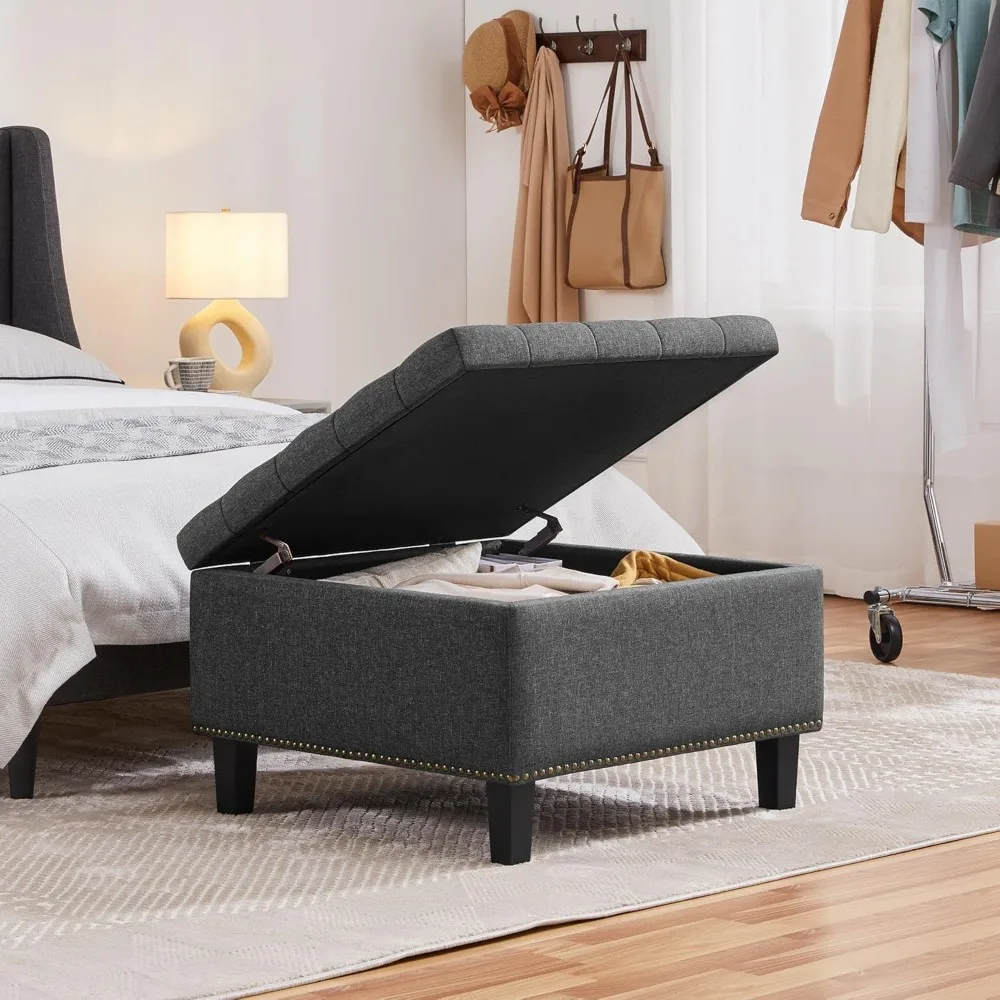28-inch Entryway Ottoman Bench with Storage, Multipurpose Foot Rest Sofa Stool in Dark Grey, Customized
28-inch Entryway Ottoman Bench with Storage, Multipurpose Foot Rest Sofa Stool in Dark Grey, Customized