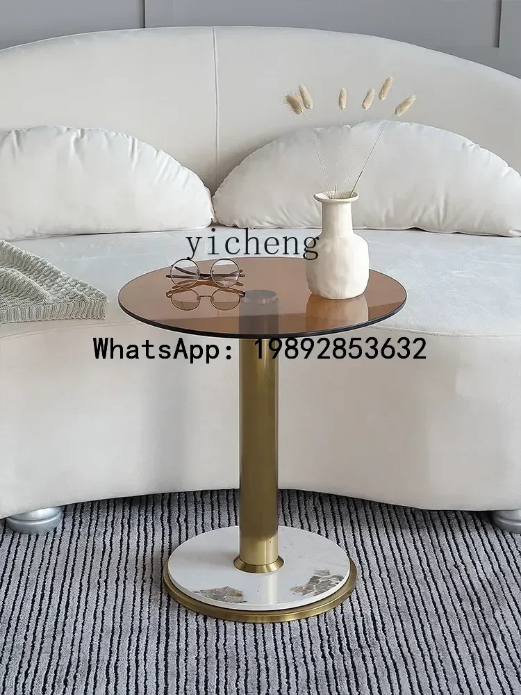 Personality round Coffee Table Light Luxury Stone Plate Brown Transparent Glass Tea Table Stainless Steel
Personality round Coffee Table Light Luxury Stone Plate Brown Transparent Glass Tea Table Stainless Steel