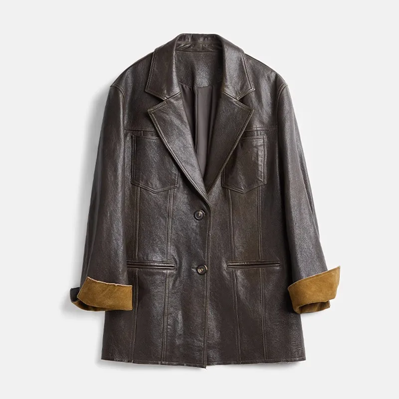 Fashion Women Outwear Sheepskin Blazer Jacket Coats Button Spring Fall Mid Length Chic Single Button Casual Female Real Leather
Fashion Women Outwear Sheepskin Blazer Jacket Coats Button Spring Fall Mid Length Chic Single Button Casual Female Real Leather