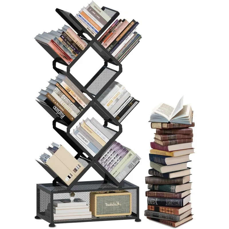 Folding Bookshelf,9 Tier Tree Bookshelf with Storage Cabinet,Stylish Design Metal Bookshelf for Display of CDs
Folding Bookshelf,9 Tier Tree Bookshelf with Storage Cabinet,Stylish Design Metal Bookshelf for Display of CDs