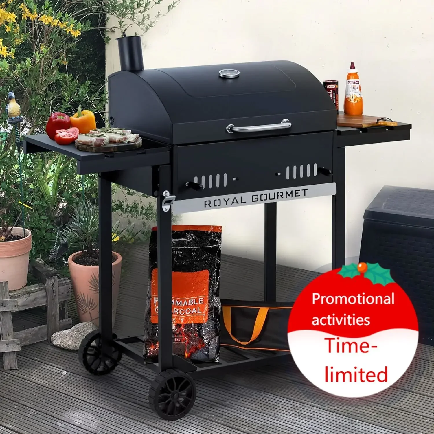 CD1824ET Movable Charcoal BBQ Grill with Foldable Side Tables, Outdoor Barbecue Grill with 470 Sq. In. Cooking Area for Outdoor
CD1824ET Movable Charcoal BBQ Grill with Foldable Side Tables, Outdoor Barbecue Grill with 470 Sq. In. Cooking Area for Outdoor