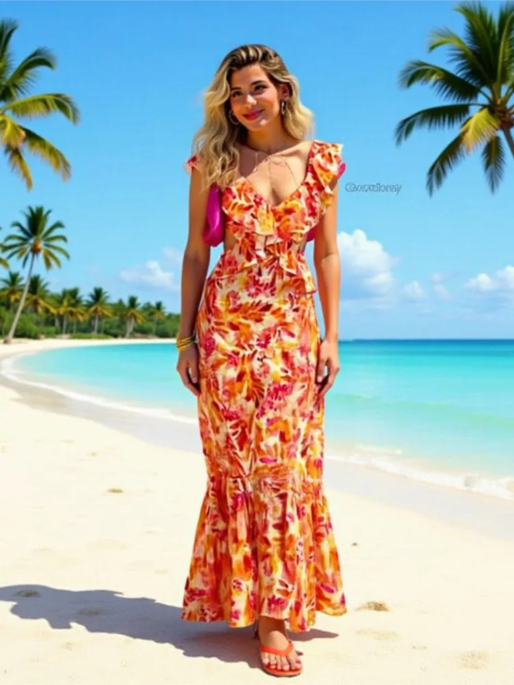 Beachwear Dresses 2026 Woman V-link Sleeveless Evening Dress Vacation Simple Style Vestidos Color Colorful Temperament All-match
Beachwear Dresses 2026 Woman V-link Sleeveless Evening Dress Vacation Simple Style Vestidos Color Colorful Temperament All-match