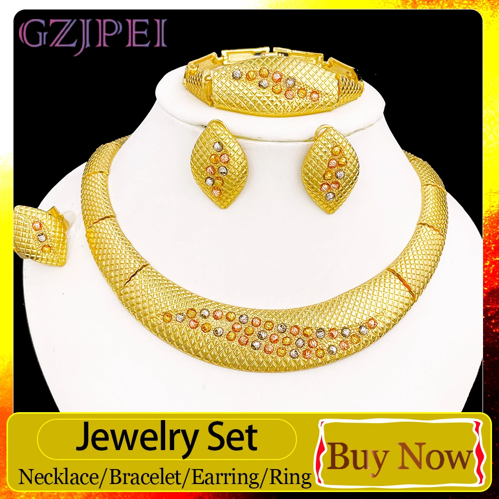 GZJPEI Fashion Geometry Jewelry Set Luxury 18K Gold Plated Three Tone Round Bead Jewelry For Women Valentine's Day Gift 2026 New
GZJPEI Fashion Geometry Jewelry Set Luxury 18K Gold Plated Three Tone Round Bead Jewelry For Women Valentine's Day Gift 2026 New