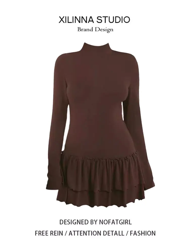 Retro American Spicy High Collar Knitted Dress Women Early Spring Slimming Base Layer Short Skirt with Wood Grain
Retro American Spicy High Collar Knitted Dress Women Early Spring Slimming Base Layer Short Skirt with Wood Grain